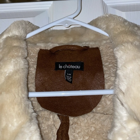 Le Chateau Faux shearling jacket brown cream 1970s boho - Picture 5 of 9